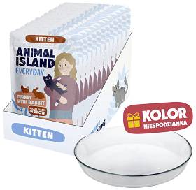 Animal Island Everyday Kitten Turkey with Rabbit in Broth Mokra Karma dla kociąt op. 12x85g + Talerzyk GRATIS