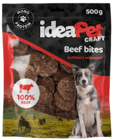 IdeaPet Craft Beef Bites Przysmak Klopsiki z wołowiny dla psa op. 500g