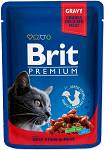 Brit Premium Adult wołowina z groszkiem w sosie Mokra Karma dla kota op. 100g