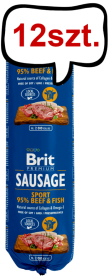 Brit Premium Sausage Adult Sport Formula Beef&Fish Mokra Karma dla psa op. 800g Pakiet 12szt.