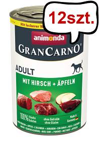 Animonda GranCarno Adult wieprzowina z jeleniem i jabłkiem Mokra Karma dla psa op. 400g Pakiet 12szt.