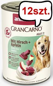 Animonda GranCarno Adult wieprzowina z jeleniem i jabłkiem Mokra Karma dla psa op. 400g Pakiet 12szt.