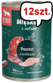 Pan Mięsko Pasztet z ziołami i królikiem Mokra Karma dla psa op. 400g Pakiet 12szt.