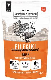 Wiejska Zagroda Monoproteinowe Fileciki Indyk Mokra Karma dla kota op. 85g