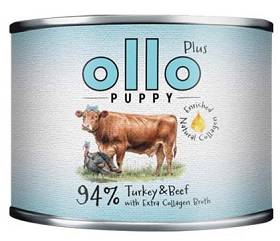 Ollo Puppy Plus Kolagen Indyk i wołowina Mokra Karma dla szczeniąt op. 200g PUSZKA