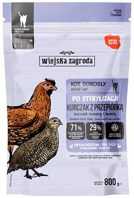 Wiejska Zagroda Adult Sterilised Kurczak z przepiórką Sucha Karma dla kota op. 800g