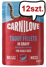 Carnilove Cat Adult Trout Fillets in Gravy Mokra Karma dla kota op. 85g Pakiet 12szt.