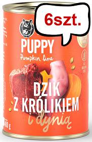John Dog Pumpkin line Puppy Dzik z królikiem i dynią Mokra Karma dla psa op. 400g Pakiet 6szt.