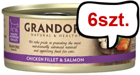 Grandorf Chicken&Salmon Fillet Adult Filety z kurczaka i łososia w sosie op. 70g Pakiet 6szt.