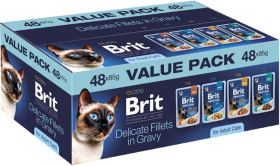 Brit Premium Adult Delicate Fillets in Gravy Value Pack Mokra Karma dla kota op. 48x85g