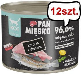 Pan Mięsko Adult Kurczak z dorszem Mokra Karma dla kota op. 200g Pakiet 12szt.