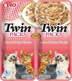 Inaba Ciao Twin Packs Tuna&Chicken Recipe Mokra Karma dla kota op. 2x40g + Inaba Ciao Churu 2x14g GRATIS
