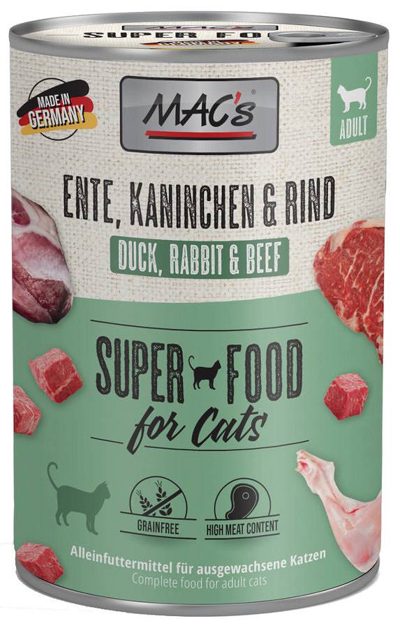Mac's Adult Kaczka z królikiem i wołowiną Mokra Karma dla kota op. 400g