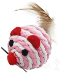 Bubu Pets Mysz ze sznurka natóralnego z piórkiem dla kota rozm. 7cm nr kat. PT0140
