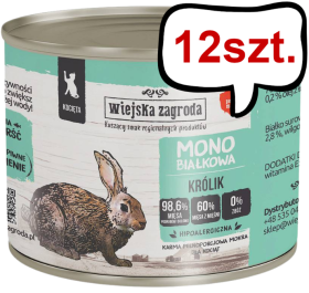 Wiejska Zagroda Kitten Monobiałkowa Królik Mokra Karma dla kociąt op. 200g Pakiet 12szt.