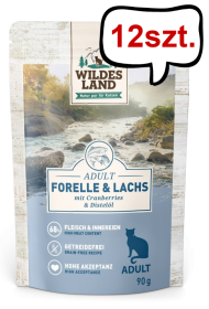 Wildes Land Classic Adult Pstrąg i łosoś Mokra karma dla kota op. 90g Pakiet 12szt.