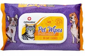 Opharm Pet Wipes Nawilżane chusteczki do łap i sierści dla psa i kota op. 48szt.