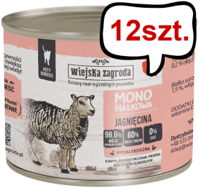 Wiejska Zagroda Adult Monobiałkowa Jagnięcina Mokra Karma dla kota op. 200g Pakiet 12szt.