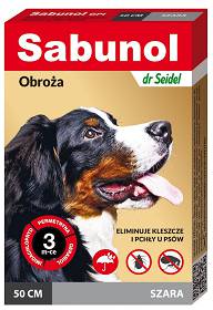 Sabunol Obroża na kleszcze i pchły dla psa kolor szary dł. 50cm WYPRZEDAŻ