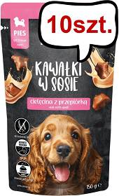 Pan Mięsko Puppy Cielęcina z przepiórką w sosie Mokra Karma dla szczeniaka op. 150g Pakiet 10szt.