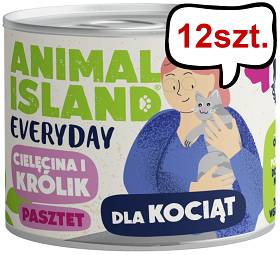 Animal Island Everyday Kitten Cielęcina i królik Mokra Karma dla kociąt op. 185g Pakiet 12szt.