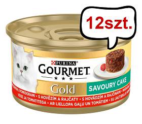 Gourmet Gold Savoury Cake Wołowina z pomidorami Mokra Karma dla kota op. 85g Pakiet 12szt