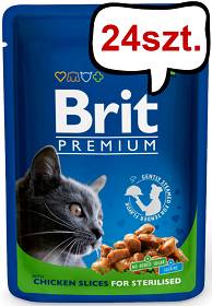 Brit Premium Sterilised Chicken Chunks Mokra Karma dla kota op. 100g PAKIET 24szt.