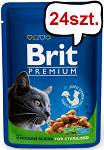 Brit Premium Sterilised Chicken Chunks Mokra Karma dla kota op. 100g PAKIET 24szt.