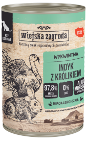 Wiejska Zagroda Adult Indyk z królikiem Mokra Karma dla psa op. 400g