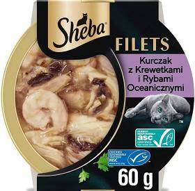 Sheba Fillets Adult Bogaty w Kurczaka z Krewetkami i Rybami Oceanicznymi Mokra Karma dla kota op. 60g