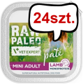 VetExpert Raw Paleo Pate Adult Mini Jagnięcina Mokra Karma dla psa op. 150g Pakiet 24szt.