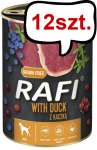 Rafi Dog Kaczka z borówką i żurawiną Mokra Karma dla psa op. 400g Pakiet 12szt.
