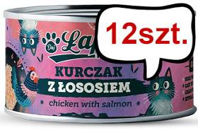Łapsie for Cat Adult Kurczak z łososiem Mokra karma dla kota. op. 80g Pakiet 12szt.