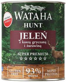 Wataha Hunt Adult Jeleń z kaszą gryczaną i żurawiną Mokra Karma dla psa op. 800g