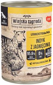 Wiejska Zagroda Indyk z jagnięciną Mokra Karma dla psa op. 400g