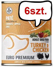 Euro Premium Pate Adult Turkey&Chicken Mokra Karma dla psa op. 400g Pakiet 6szt.