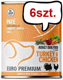 Euro Premium Pate Adult Turkey&Chicken Mokra Karma dla psa op. 400g Pakiet 6szt.
