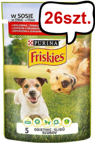 Friskies Dog Adult Wołowina w sosie Mokra Karma dla psa op. 85g Pakiet 26szt.