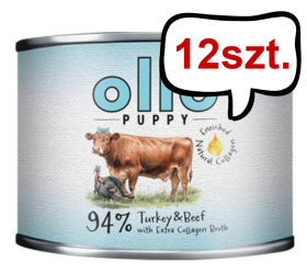 Ollo Puppy Plus Kolagen Indyk i wołowina Mokra Karma dla szczeniąt op. 200g PUSZKA Pakiet 12szt.