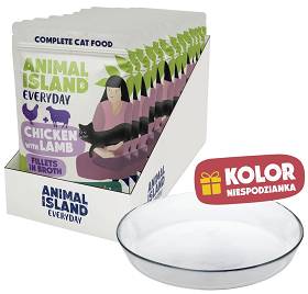 Animal Island Everyday Chicken with Lamb in Broth Mokra Karma dla kota op. 12x85g + Talerzyk GRATIS