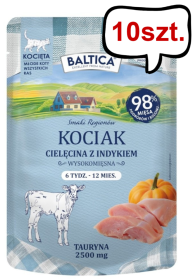 Baltica Kitten Smaki Regionów Cielęcina z indykiem Mokra karma dla kociąt op. 100g SASZETKA Pakiet 10szt. 