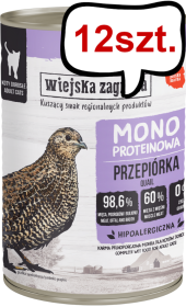 Wiejska Zagroda Monoproteinowa Przepiórka Mokra Karma dla kota op. 400g Pakiet 12szt.