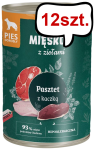 Pan Mięsko Pasztet z ziołami i kaczką Mokra Karma dla psa op. 400g Pakiet 12szt. + Pan Mięsko Hot Dog op. 220g GRATIS