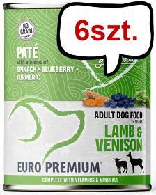 Euro Premium Pate Adult Lamb&Venison Mokra Karma dla psa op. 400g Pakiet 6szt.