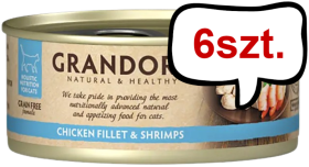 Grandorf Chicken Fillet&Shrimp Adult Filety z kurczaka i krewetki w sosie op. 70g Pakiet 6szt.