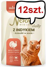 Nekko Daily Adult Sterilised z indykiem w sosie Mokra Karma dla kota op. 85g Pakiet 12szt.