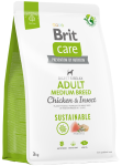 Brit Care Sustainable Adult Medium Breed Chicken&Insect Sucha Karma dla psa op. 3kg
