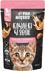 Pan Mięsko Kitten Kurczak z królikiem w sosie Mokra Karma dla kociąt op. 85g