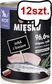 Pan Mięsko Kitten Indyk z łososiem Mokra Karma dla kociąt op. 400g Pakiet 12szt.