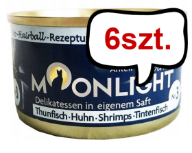 Moonlight Dinner nr 3 Tuńczyk, kurczak i kałamarnica Mokra Karma dla kota op. 80g Pakiet 6szt.